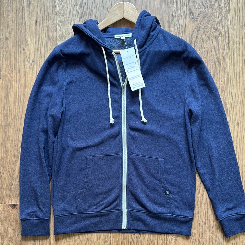 Threads 4 Thought Blue Small Zip Up Hoodie New With Tag
